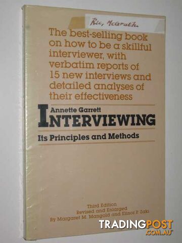 Interviewing : Its Principles And Methods - Garrett Annette - 1982