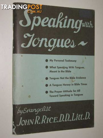Speaking With Tongues  - Rice John - 1968