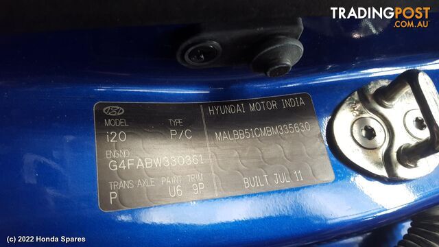 2011 HYUNDAI - I20 Right Front Window Reg/Motor