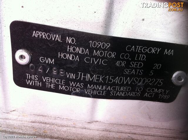 Door/Boot/Gate Lock 1998 HONDA CIVIC