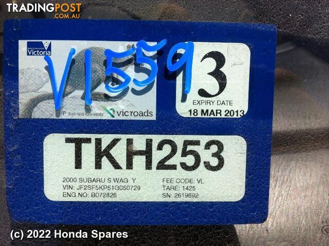2000 SUBARU - FORESTER Right Rear Wnd Reg/Motor