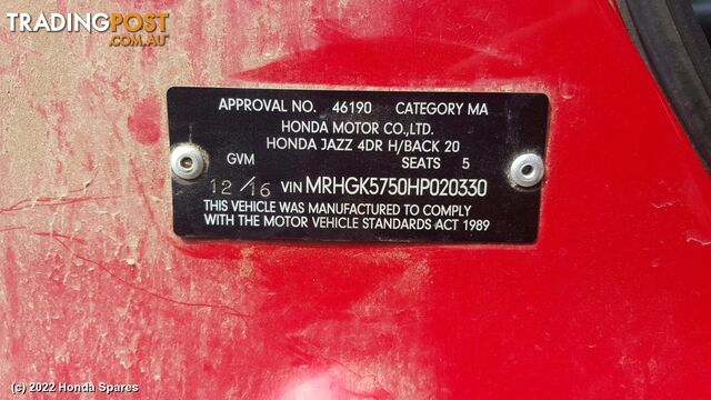 2016 HONDA - JAZZ Heater/Ac Controls