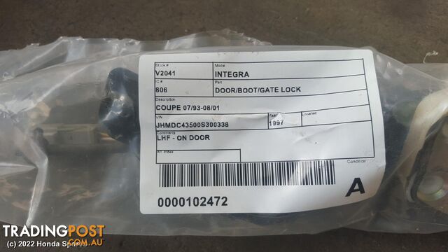 Door/Boot/Gate Lock 1997 HONDA INTEGRA
