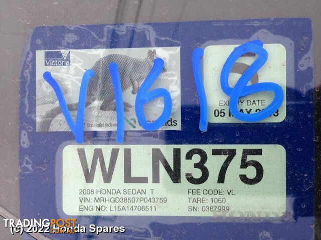 2007 HONDA - JAZZ Right Front Window Reg/Motor