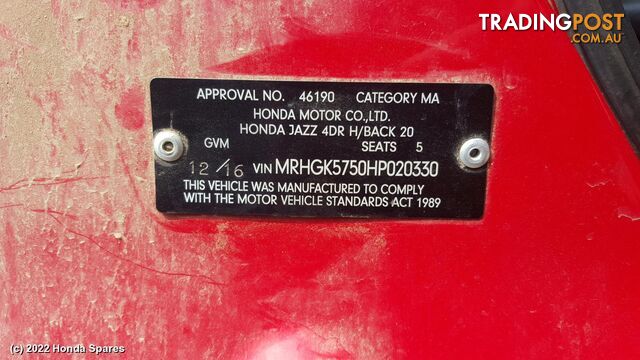 2016 HONDA - JAZZ Wiper Motor