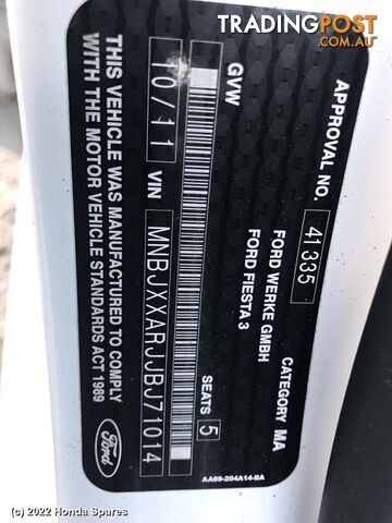 2011 FORD - FIESTA Right Quarter Panel