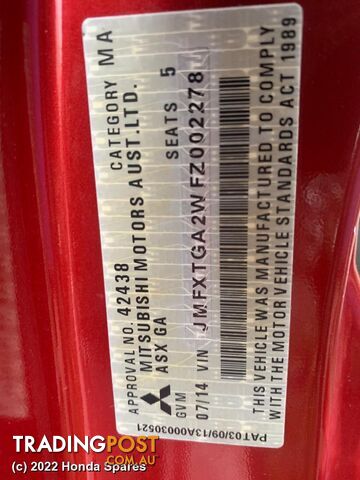 2014 MITSUBISHI - ASX Right Taillight - photo 2 of 11