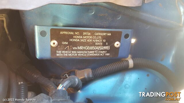 Door/Boot/Gate Lock 2010 HONDA JAZZ