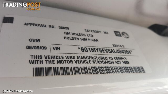 2009 HOLDEN - STATESMAN/CAPRICE Armrest