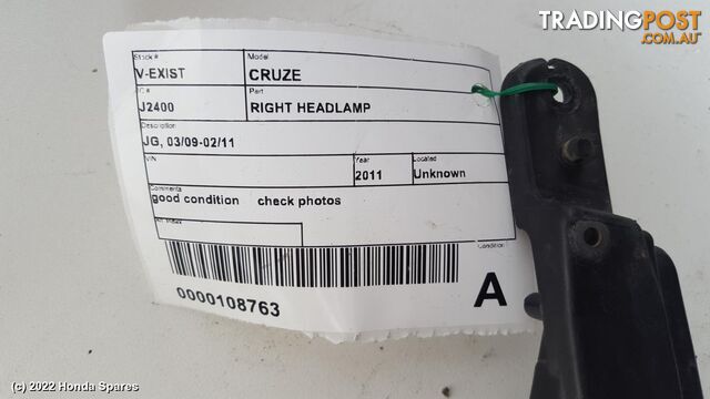 2011 HOLDEN - CRUZE Right Headlamp