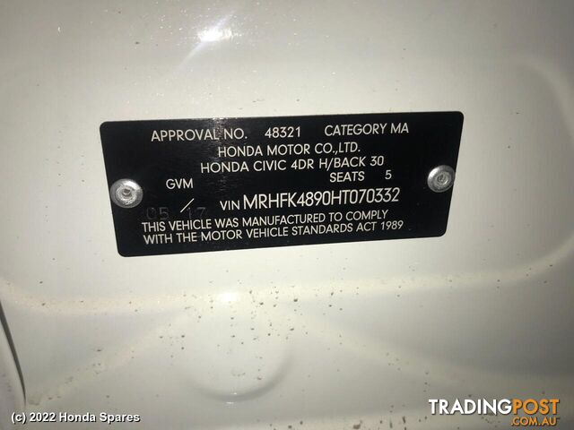 2017 HONDA - CIVIC Air Cleaner Duct/Hos
