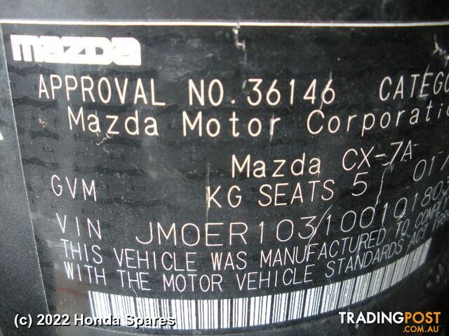 2007 MAZDA - CX7 Door Hinge/Runner