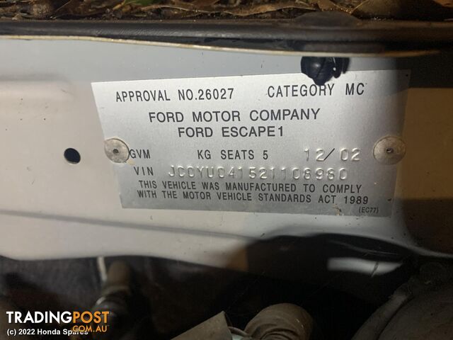 2003 FORD - ESCAPE RIGHT_REAR_DOOR_SLIDING