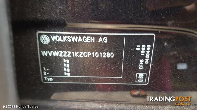 2012 VOLKSWAGEN - GOLF 2nd Seat (Rear Seat)