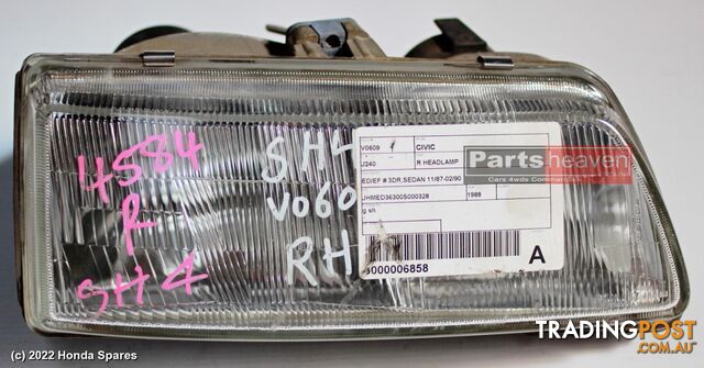 1988 HONDA - CIVIC Right Headlamp