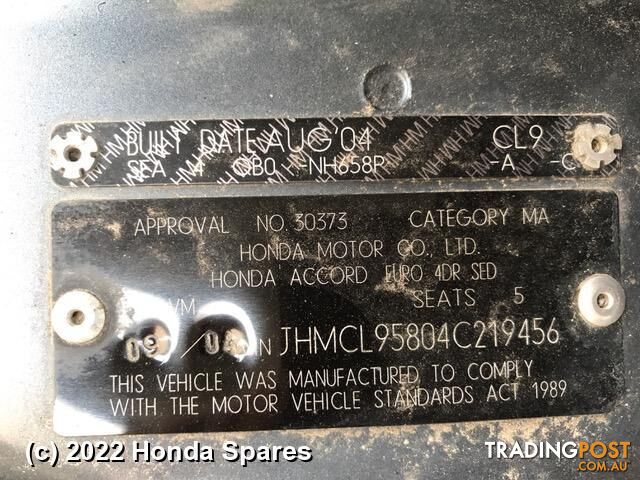 2004 HONDA - ACCORD RIGHT_REAR_DOOR_SLIDING