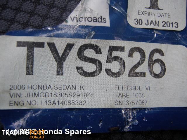 Door/Boot/Gate Lock 2006 HONDA JAZZ