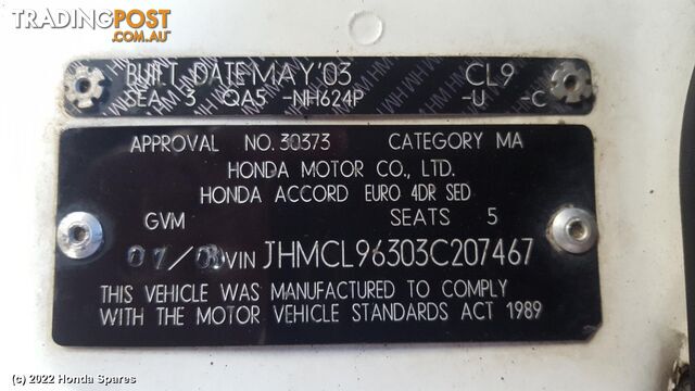 Console 2003 HONDA ACCORD