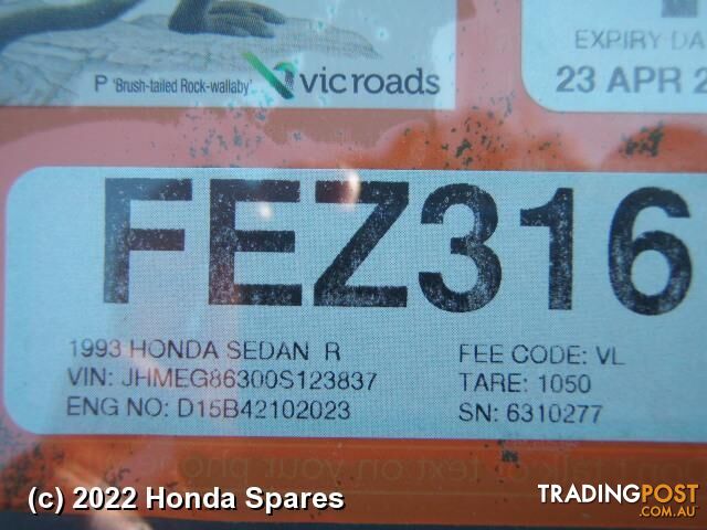 1993 HONDA - CIVIC Bootlid/Tailgate