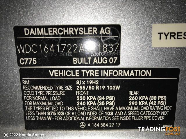 2007 MERCEDES - M CLASS Right Front Upper Control Arm