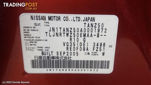 2005 NISSAN - MURANO Pwr Dr Wind Switch