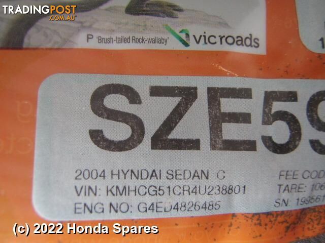 2004 HYUNDAI - ACCENT Right Rear 1/4 Door Glass