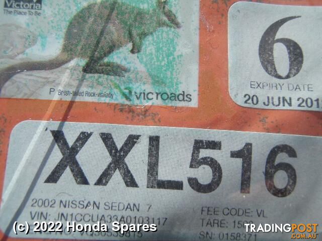 2002 NISSAN - MAXIMA Right Rear Wnd Reg/Motor