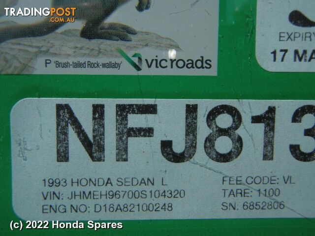 1993 HONDA - CIVIC Fuse Box