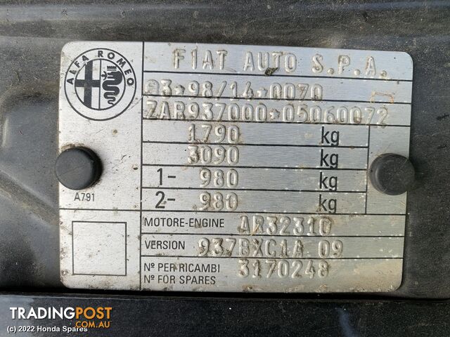 2003 ALFA ROMEO - 147 Airbag Module/Sensor
