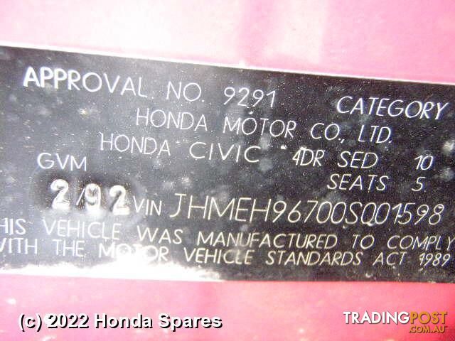 1992 HONDA - CIVIC Alternator - photo 4 of 22