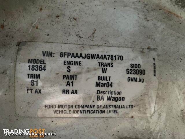 2004 FORD - FALCON Right Front Window Reg/Motor - photo 3 of 15