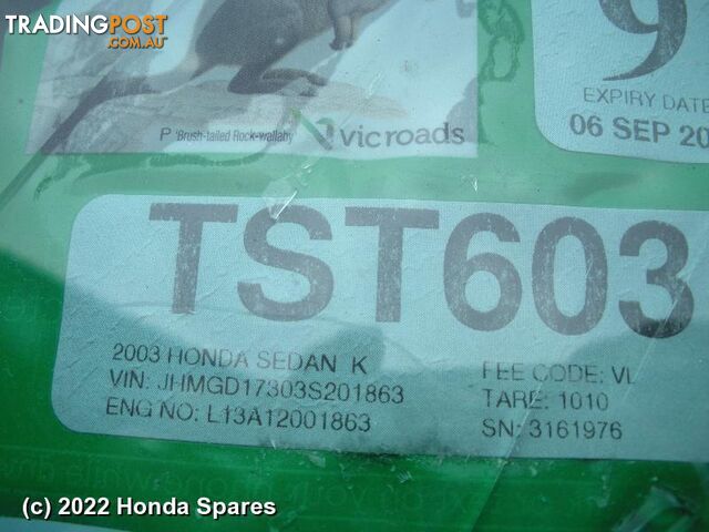 Door/Boot/Gate Lock 2003 HONDA JAZZ