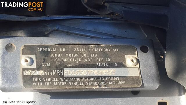 2007 HONDA - CIVIC Sunvisor