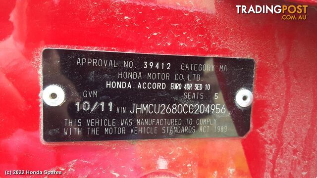 2011 HONDA - ACCORD Right Front Window Reg/Motor
