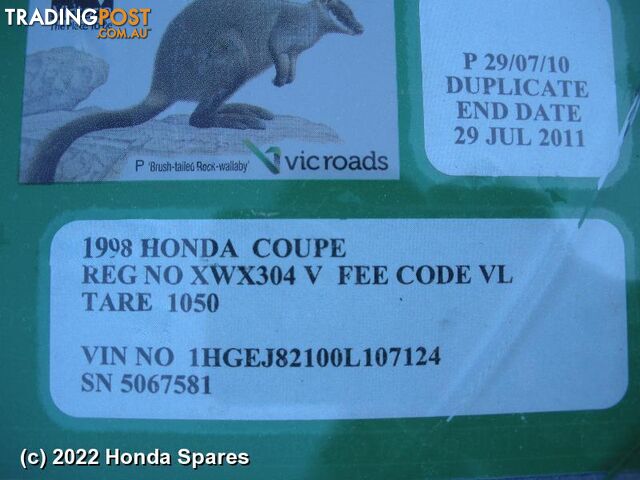 Door/Boot/Gate Lock 1998 HONDA CIVIC