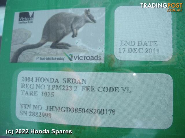 Door/Boot/Gate Lock 2004 HONDA JAZZ