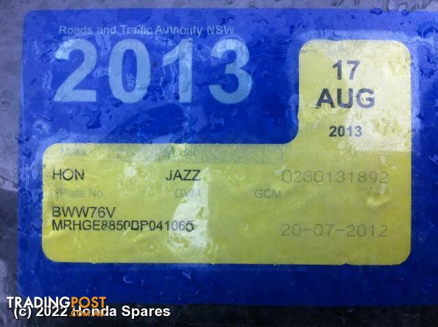 Door/Boot/Gate Lock 2011 HONDA JAZZ