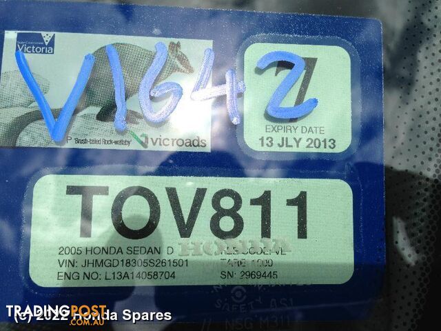 2005 HONDA - JAZZ Right Front Window Reg/Motor