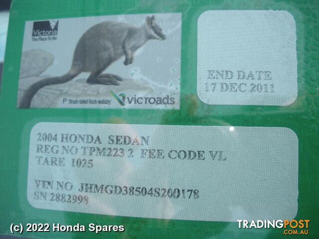 Door/Boot/Gate Lock 2004 HONDA JAZZ