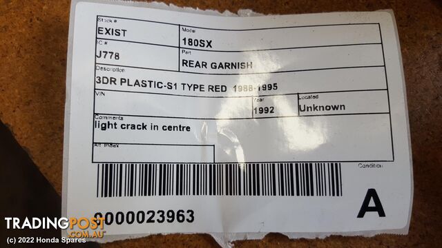 1992 NISSAN - 180SX Rear Garnish