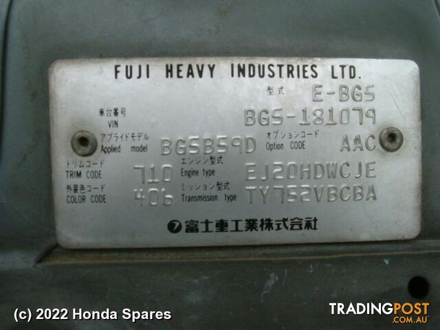 1996 SUBARU - LIBERTY Right Front Window Reg/Motor - photo 2 of 17