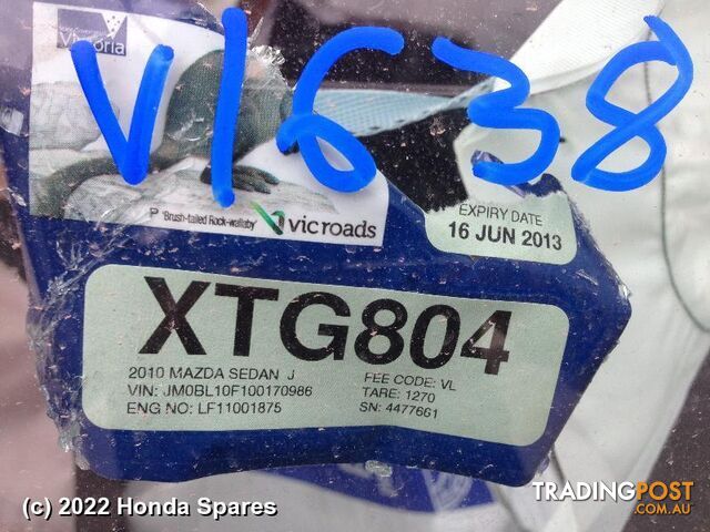 2010 MAZDA - 3 Right Rear 1/4 Door Glass