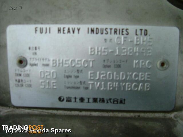 2001 SUBARU - LIBERTY Right Rear Wnd Reg/Motor