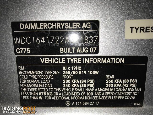 2007 MERCEDES - M CLASS Right Front Door Window