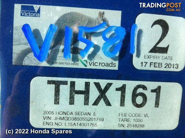 2005 HONDA - JAZZ Right Rear Wnd Reg/Motor