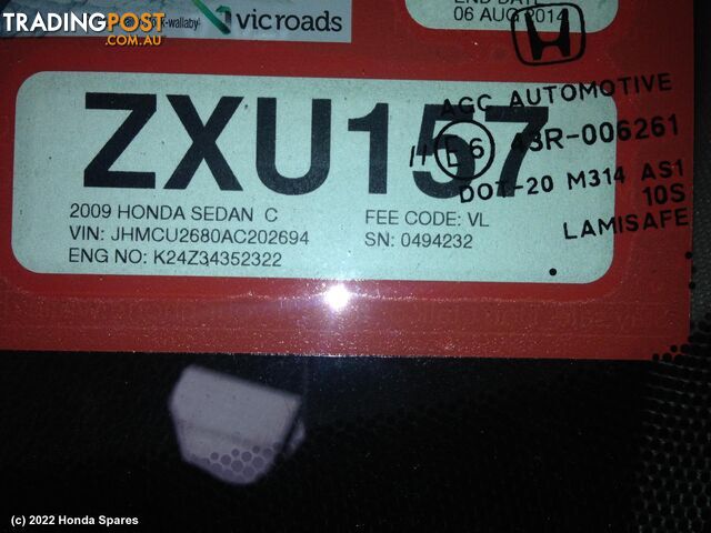 2009 HONDA - ACCORD Right Rear Wnd Reg/Motor