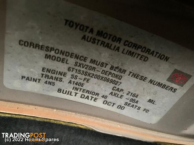 Console 2001 TOYOTA CAMRY