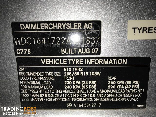 Door/Boot/Gate Lock 2007 MERCEDES M CLASS