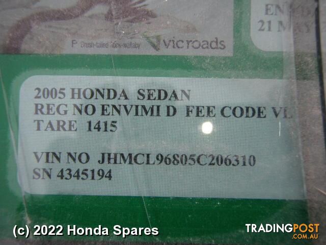2005 HONDA - ACCORD Pwr Dr Wind Switch