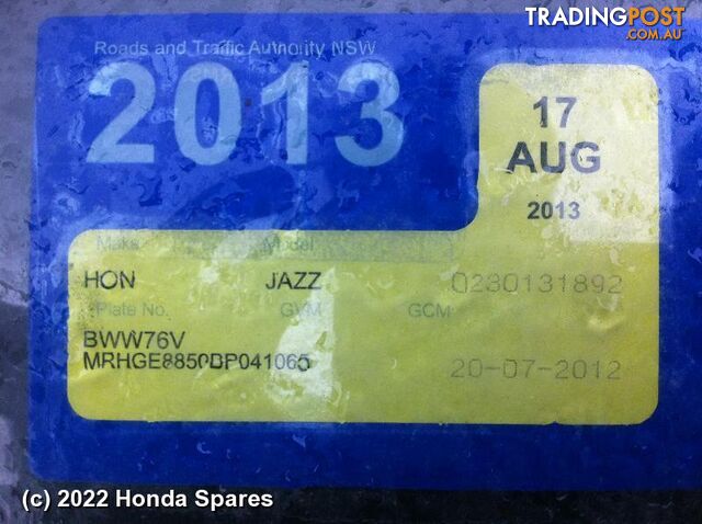 Door/Boot/Gate Lock 2011 HONDA JAZZ